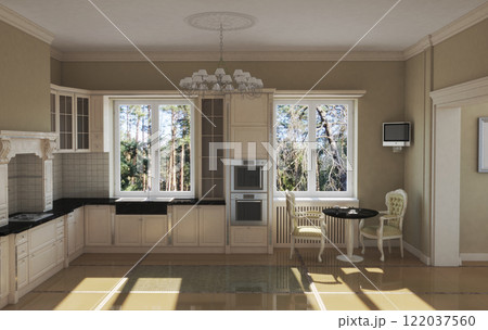 residential interior visualization, 3D illustration, cg 122037560