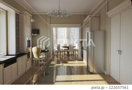 residential interior visualization, 3D illustration, cg residential interior visualization, 3D illustration, cg 122037561