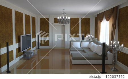 residential interior visualization, 3D illustration, cg residential interior visualization, 3D illustration, cg 122037562
