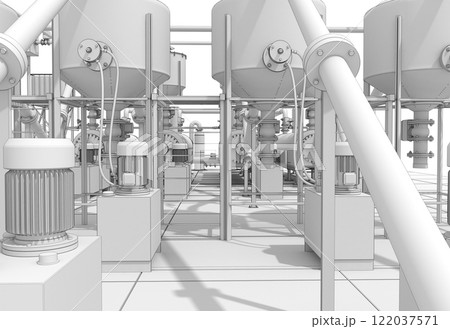 oil refinery, chemical production, waste processing plant, exterior visualization, 3D illustration, cg oil refinery, chemical production, waste processing plant, exterior visualization, 3D illustration, cg 122037571