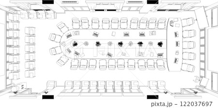 conference room, meeting room, contour visualization, 3D illustration, sketch, outline conference room, meeting room, contour visualization, 3D illustration, sketch, outline 122037697