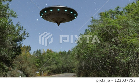 Ufo, photorealistic 3d visualization, 3d render 122037755