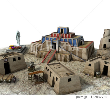 old town, 3d visualization, illustration 122037780