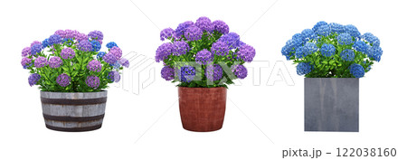 decorative flower in a pot isolate on a transparent background, 3D illustration, cg render 122038160