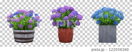 decorative flower in a pot isolate on a transparent background, 3D illustration, cg render 122038160