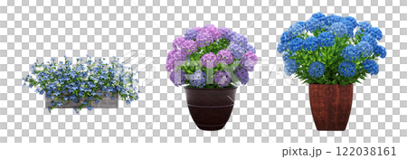 decorative flower in a pot isolate on a transparent background, 3D illustration, cg render decorative flower in a pot isolate on a transparent background, 3D illustration, cg render 122038161