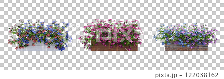 decorative flower in a pot isolate on a transparent background, 3D illustration, cg render decorative flower in a pot isolate on a transparent background, 3D illustration, cg render 122038162