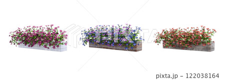 decorative flower in a pot isolate on a transparent background, 3D illustration, cg render decorative flower in a pot isolate on a transparent background, 3D illustration, cg render 122038164