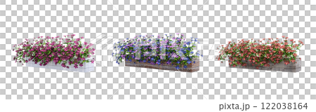 decorative flower in a pot isolate on a transparent background, 3D illustration, cg render decorative flower in a pot isolate on a transparent background, 3D illustration, cg render 122038164