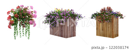 decorative flower in a pot isolate on a transparent background, 3D illustration, cg render 122038174