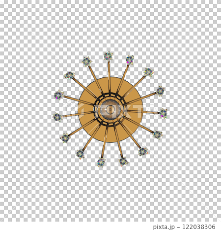 chandelier on the ceiling isolated on transparent background, hanging lamp, pendant light, 3D illustration, cg render chandelier on the ceiling isolated on transparent background, hanging lamp, pendant light, 3D illustration, cg render 122038306