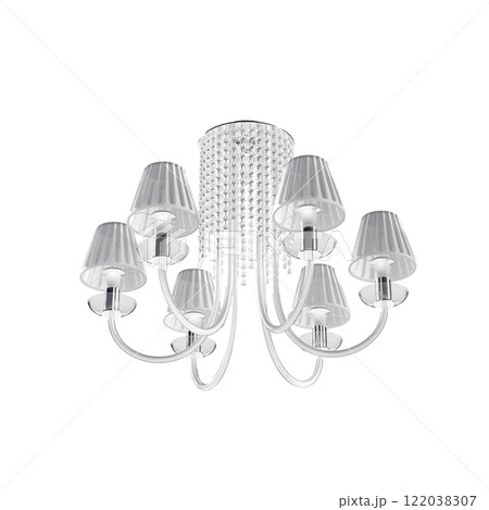 chandelier on the ceiling isolated on transparent background, hanging lamp, pendant light, 3D illustration, cg render chandelier on the ceiling isolated on transparent background, hanging lamp, pendant light, 3D illustration, cg render 122038307