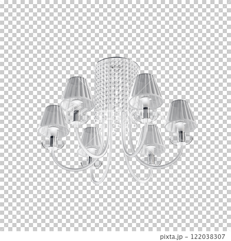 chandelier on the ceiling isolated on transparent background, hanging lamp, pendant light, 3D illustration, cg render chandelier on the ceiling isolated on transparent background, hanging lamp, pendant light, 3D illustration, cg render 122038307
