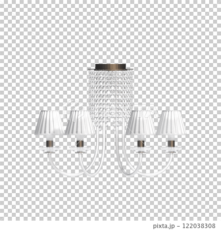 chandelier on the ceiling isolated on transparent background, hanging lamp, pendant light, 3D illustration, cg render 122038308
