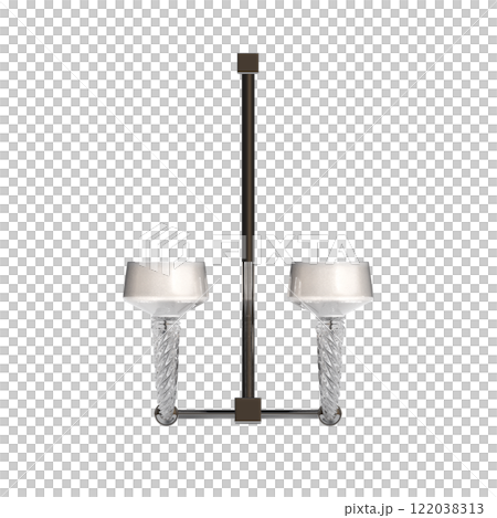 chandelier on the ceiling isolated on transparent background, hanging lamp, pendant light, 3D illustration, cg render 122038313