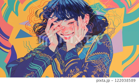 笑顔で踊る女性 122038589