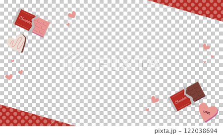 Vector background illustration frame with chocolate hearts for Valentine's Day in cute colors 122038694