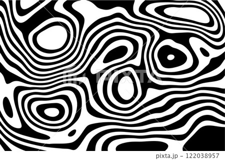 Wavy and swirled brush strokes vector pattern. Matisse curves aesthetics. Squiggles ornament. Horizontal banner with doodle bold lines. Black and white 122038957
