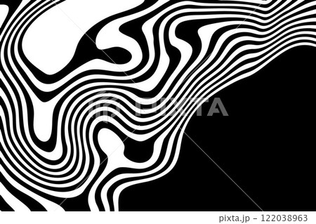Abstract wave vector background. Liquid wavy lines. Stylized black and white illusion. Eps 10 122038963