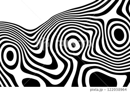 Abstract wave vector background. Liquid wavy lines. Stylized black and white illusion. Eps 10 122038964