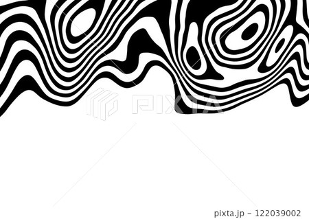 Vector optical illusion with black and white lines. Abstract curve wave background. Eps 10 122039002