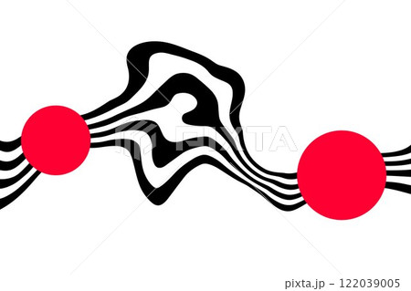 Black wavy lines on a white background with red circles. Eps 10 122039005