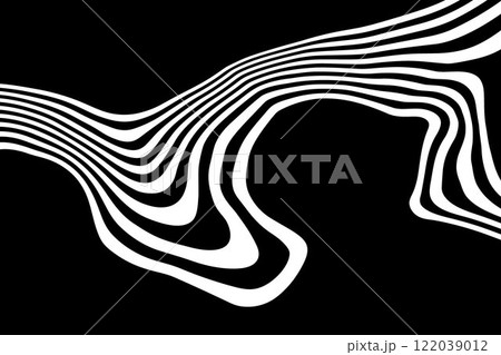 Black on white abstract perspective line wave stripes with 3d dimensional effect isolated on black. Eps 10 Black on white abstract perspective line wave stripes with 3d dimensional effect isolated on black. Eps 10 122039012