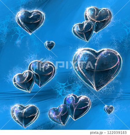 Seamless pattern with hearts on the blue background. Seamless pattern with hearts on the blue background. 122039183
