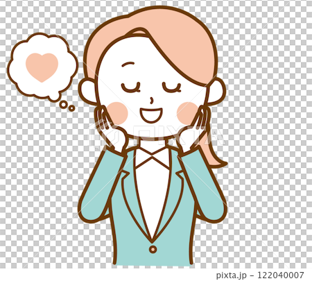 Illustration of a woman in a suit looking enchanted 122040007