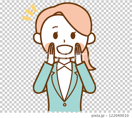 Illustration of a woman in a suit calling out Illustration of a woman in a suit calling out 122040010