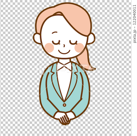 穿著西裝的女人鞠躬的插圖 穿著西裝的女人鞠躬的插圖 122040011