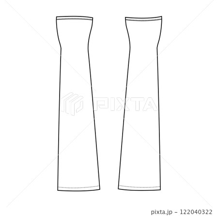 Gauntlets Gloves Elbow length Fashion hand accessory clothing technical illustration garment. Vector front palm back 122040322