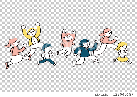 人們朝同一個方向奔跑的插畫 人們朝同一個方向奔跑的插畫 122040587