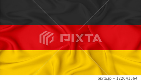 Realistic Germany flag waving. Close up of flag of Germany with cloth texture Realistic Germany flag waving. Close up of flag of Germany with cloth texture 122041364