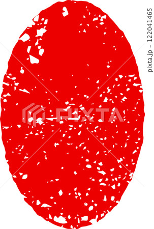 赤い楕円形の和風落款素材 122041465
