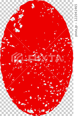 赤い楕円形の和風落款素材 122041465