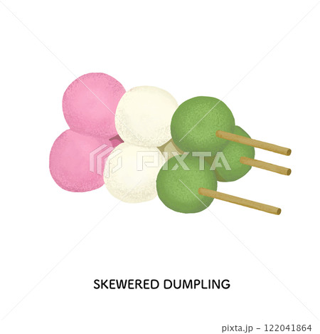 和菓子＿三色団子　色鉛筆タッチのイラスト 122041864