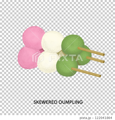 和菓子＿三色団子　色鉛筆タッチのイラスト 122041864