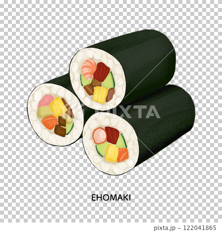 Setsubun - Illustration of Ehomaki with colored pencils 122041865