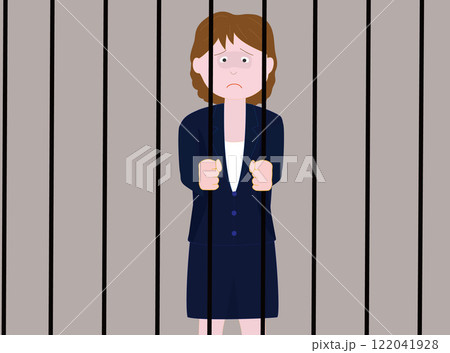 拘置所に入れられたビジネスウーマン。 122041928