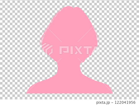 ボブヘアの女性の顔アップシルエット(正面・ピンク・上半身)匿名プロフィール用素材 ボブヘアの女性の顔アップシルエット(正面・ピンク・上半身)匿名プロフィール用素材 122041956