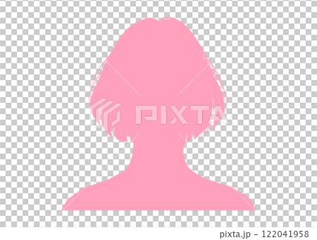 ボブヘアの女性の顔アップシルエット(正面・ピンク・上半身)匿名プロフィール用素材 ボブヘアの女性の顔アップシルエット(正面・ピンク・上半身)匿名プロフィール用素材 122041958