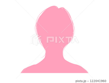 ショートヘアの女性の顔アップシルエット(正面・ピンク・上半身)匿名プロフィール用素材 ショートヘアの女性の顔アップシルエット(正面・ピンク・上半身)匿名プロフィール用素材 122041960