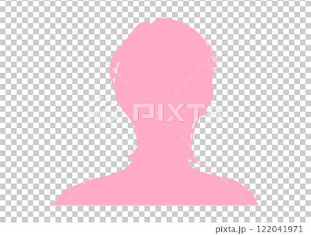 Close-up silhouette of a short-haired woman's face (front, pink, upper body) Anonymous profile material Close-up silhouette of a short-haired woman's face (front, pink, upper body) Anonymous profile material 122041971