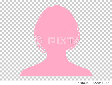 Close-up silhouette of a woman with short bob (front, pink, upper body) for anonymous profile 122041977