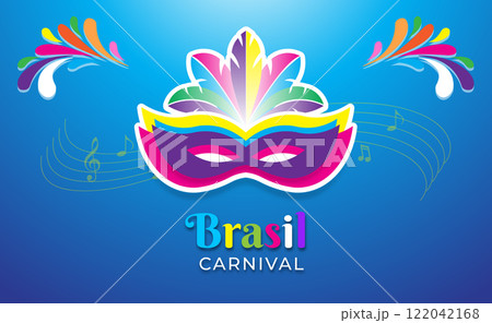 celebration Brazil carnival poster with colorful ornament background 122042168