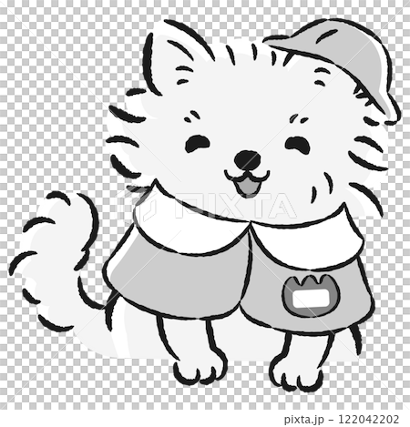 幼稚園の制服を着た犬のイラスト 122042202