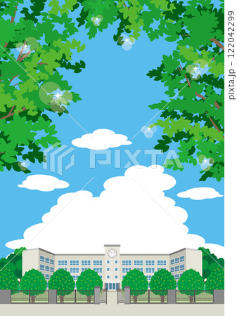 新緑の季節の校舎のイラスト 新緑の季節の校舎のイラスト 122042299