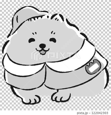 穿著幼兒園制服的狗插畫 穿著幼兒園制服的狗插畫 122042303