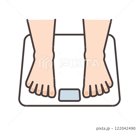 体重計に乗るシンプルで可愛い足のイラスト 体重計に乗るシンプルで可愛い足のイラスト 122042490
